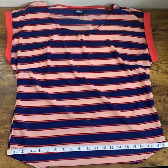 Old Navy Orange & Blue Striped Cuff Sleeve Blouse - Picture 6 of 8